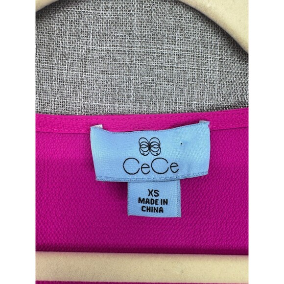 CeCe Long Sleeve Tie Cuff V Neck Blouse Women's Size XS Pink - Picture 5 of 6